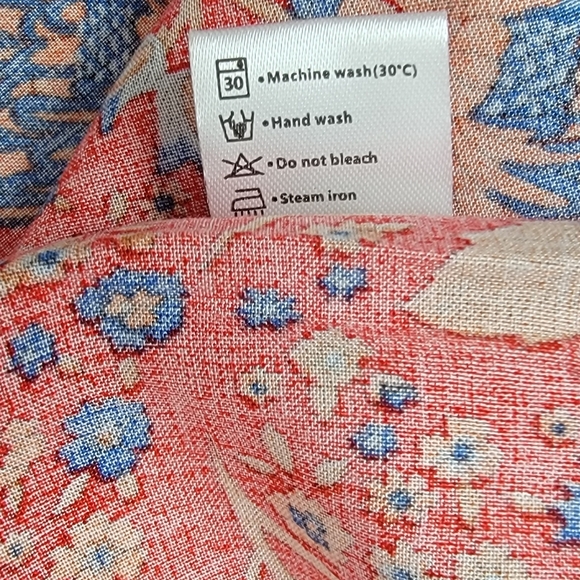 Meroketty Red Crimson Floral Boho Western Rayon Blend Tiered Maxi Skirt Sz M NEW - Picture 13 of 13